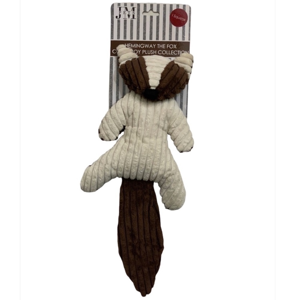 Plush Dog Toy Squeaky Crinkle Corduroy Hemingway the Fox Brown Tan 17 in